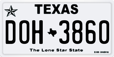 TX license plate DOH3860