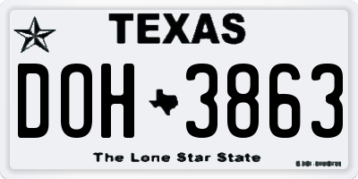 TX license plate DOH3863