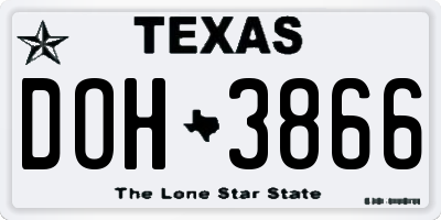 TX license plate DOH3866