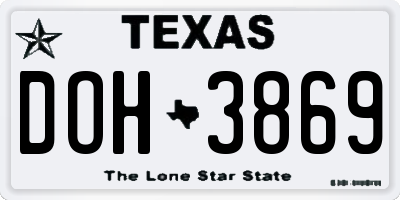 TX license plate DOH3869