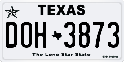 TX license plate DOH3873