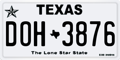 TX license plate DOH3876
