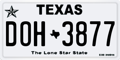 TX license plate DOH3877