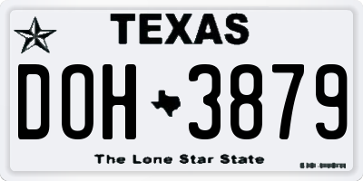TX license plate DOH3879