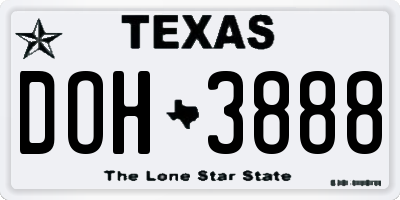 TX license plate DOH3888