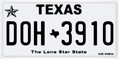 TX license plate DOH3910