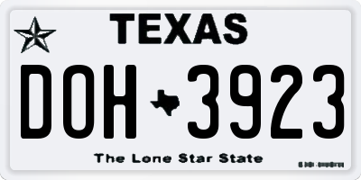 TX license plate DOH3923