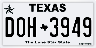 TX license plate DOH3949