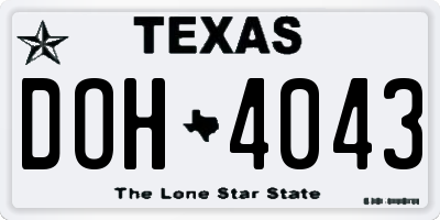 TX license plate DOH4043