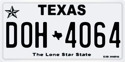 TX license plate DOH4064