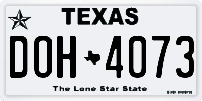 TX license plate DOH4073