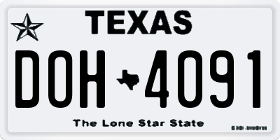 TX license plate DOH4091