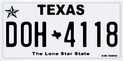 TX license plate DOH4118