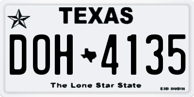 TX license plate DOH4135