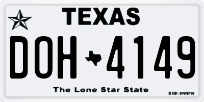 TX license plate DOH4149