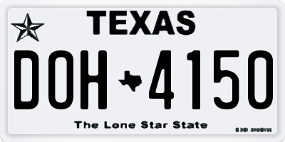TX license plate DOH4150