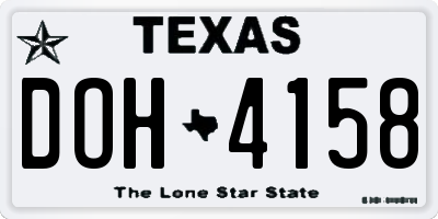 TX license plate DOH4158