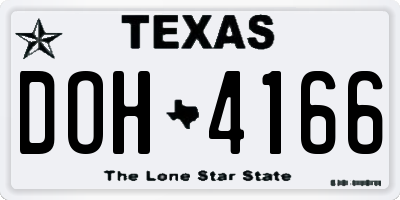 TX license plate DOH4166