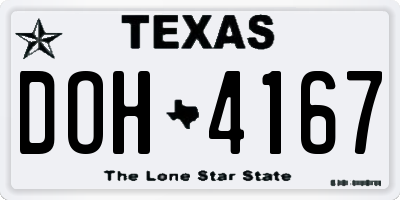 TX license plate DOH4167