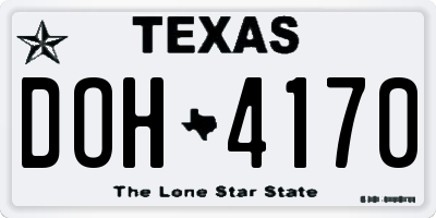 TX license plate DOH4170