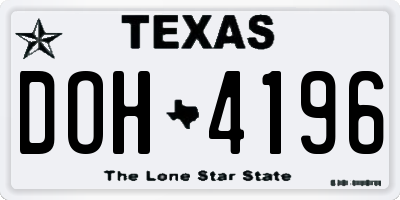 TX license plate DOH4196
