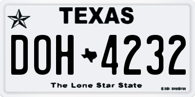 TX license plate DOH4232