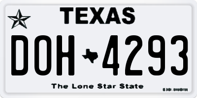 TX license plate DOH4293