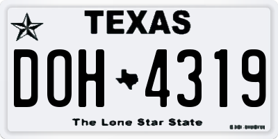 TX license plate DOH4319