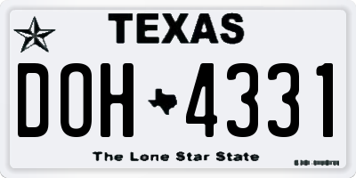 TX license plate DOH4331