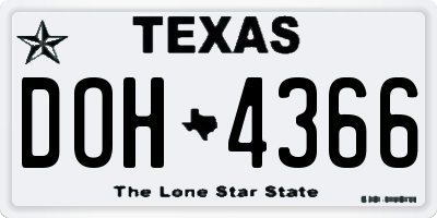TX license plate DOH4366
