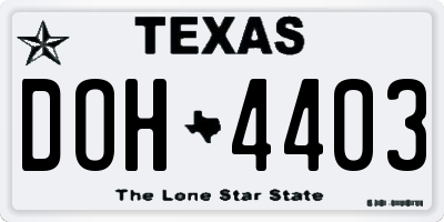 TX license plate DOH4403