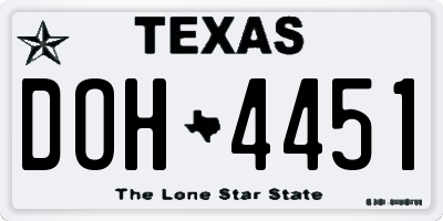 TX license plate DOH4451