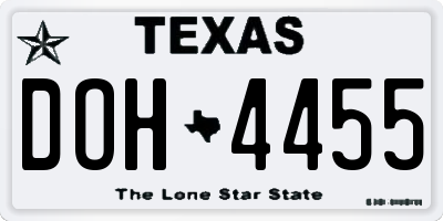 TX license plate DOH4455