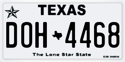 TX license plate DOH4468