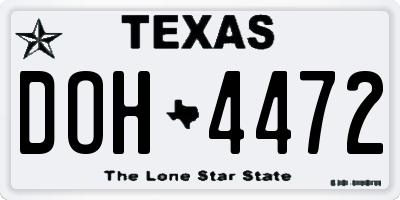 TX license plate DOH4472
