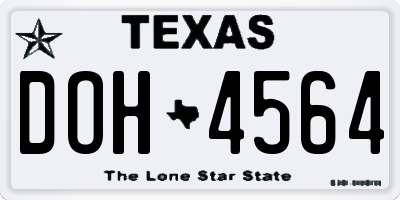 TX license plate DOH4564