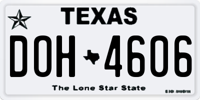 TX license plate DOH4606