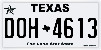 TX license plate DOH4613