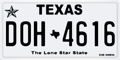 TX license plate DOH4616