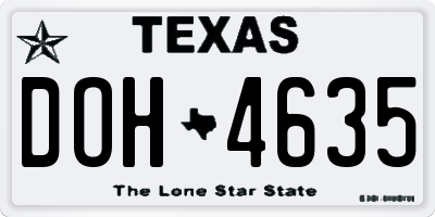 TX license plate DOH4635