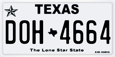 TX license plate DOH4664