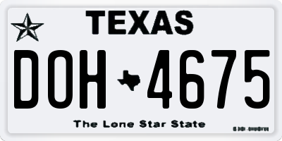 TX license plate DOH4675