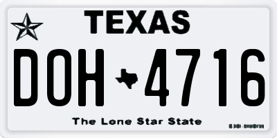 TX license plate DOH4716