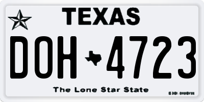 TX license plate DOH4723