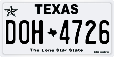 TX license plate DOH4726