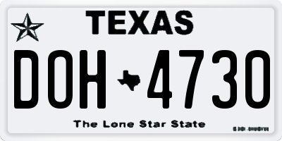 TX license plate DOH4730