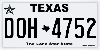 TX license plate DOH4752