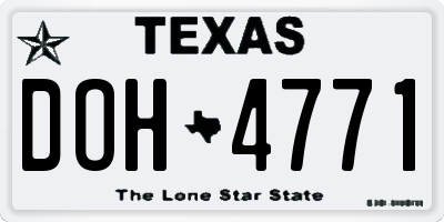 TX license plate DOH4771