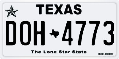 TX license plate DOH4773