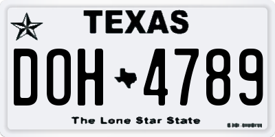 TX license plate DOH4789